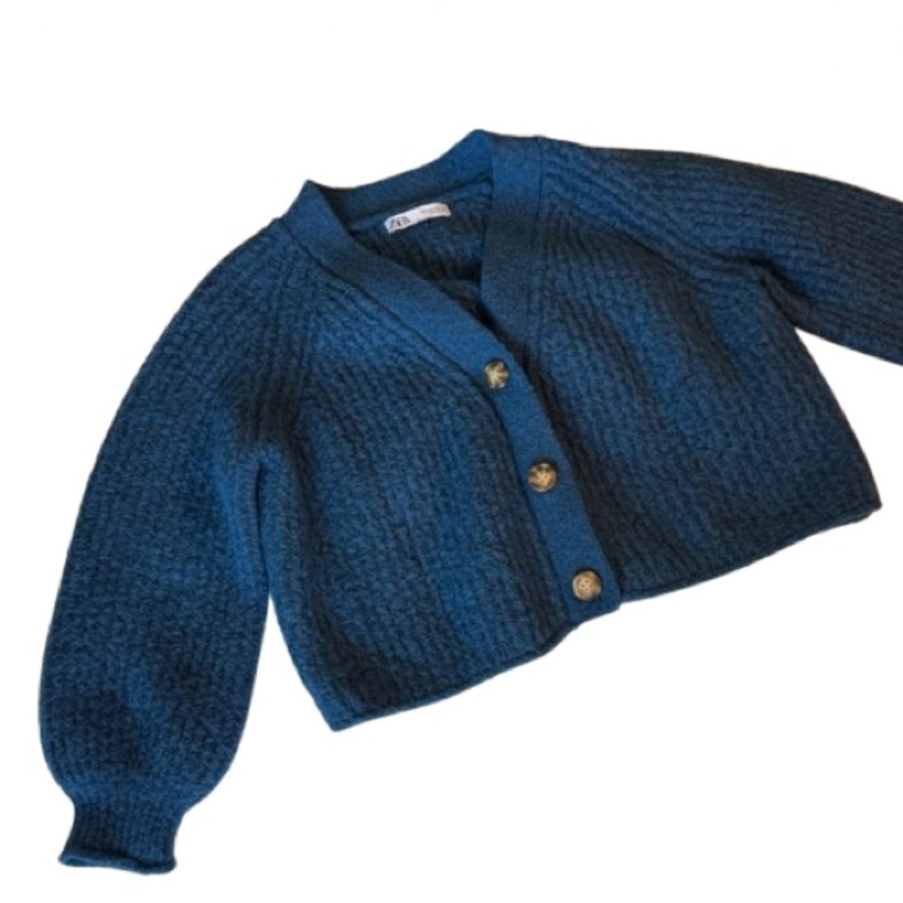 CLEARANCE - Like New! Zara Teal Wool Like Material Button Down Sweater